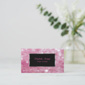 Carte De Visite Elégant Bokeh de Glitterie Moderne, Cadre Noir (Debout devant)