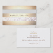 Carte De Visite Élégant Bokeh Faux Gold Foil rayé élégant (Devant / Derrière)