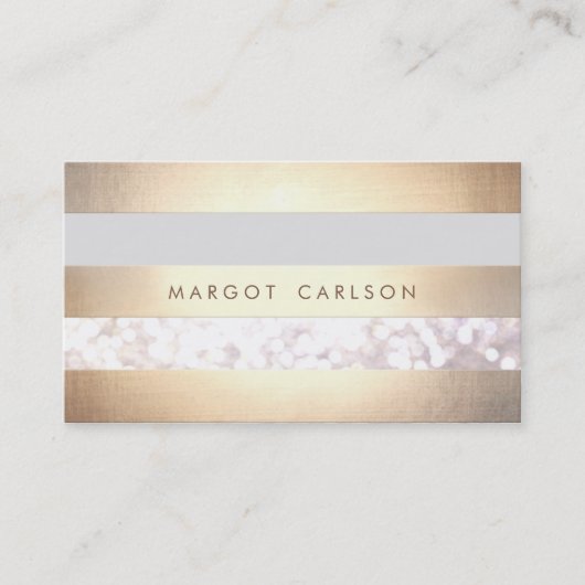 Carte De Visite Élégant Bokeh Faux Gold Foil rayé élégant (Devant)