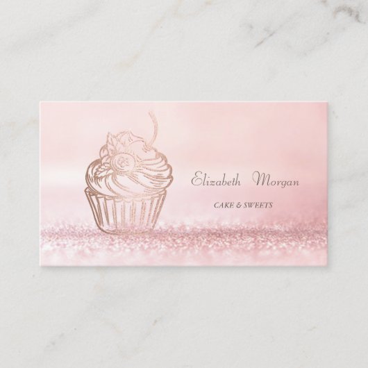Carte De Visite Élégant Bokeh Gâteaux, Cupcake (Devant)