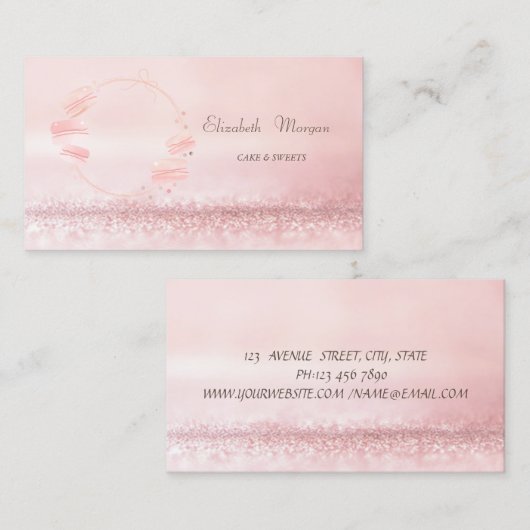 Carte De Visite Élégant Bokeh Gâteaux de Bokeh sucré Macarons (Devant / Derrière)