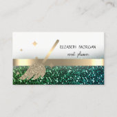 Carte De Visite Elégant Bokeh Glittery, Broom Gold Stripes (Devant)