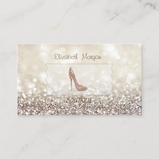 Carte De Visite Élégant, Bokeh Glittery, talons hauts (Devant)