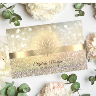 Carte De Visite Élégant Bokeh Gold, instructeur de Lotus Yoga