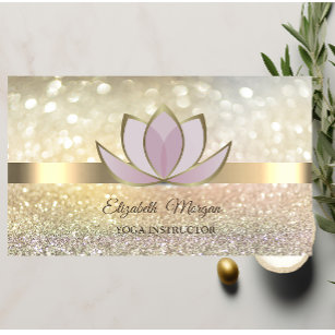 Carte De Visite Elégant Bokeh Gold, Lotus Flower Yoga Reiki