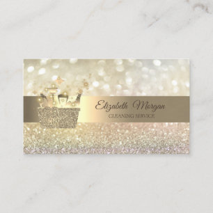 Carte De Visite Elégant Bokeh Gold Parties scintillant CleanTools