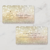 Carte De Visite Elégant Bokeh Gold Parties scintillant Cupcakes (Devant / Derrière)