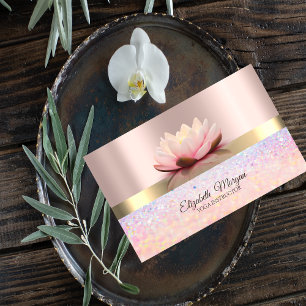 Carte De Visite Elégant Bokeh Gold Stripe, Lotus Rose Gold