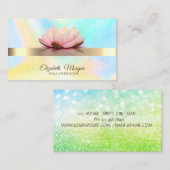 Carte De Visite Elégant Bokeh Green, Lotus Flower Yoga (Devant / Derrière)