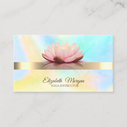 Carte De Visite Elégant Bokeh Green, Lotus Flower Yoga (Devant)