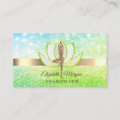 Carte De Visite Elégant Bokeh Green Lotus Yoga Parties scintillant (Devant)
