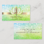 Carte De Visite Elégant Bokeh Green Lotus Yoga Parties scintillant (Devant / Derrière)