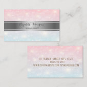 Carte De Visite Élégant Bokeh moderne tendance en argent, Stripe (Devant / Derrière)