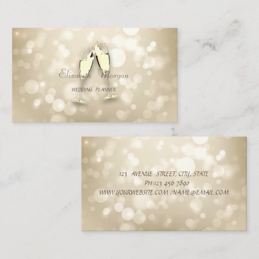 Carte De Visite Elégant Bokeh moderne, Vins (Devant / Derrière)