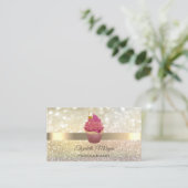 Carte De Visite Elegant Bokeh Or, Cupcake (Debout devant)