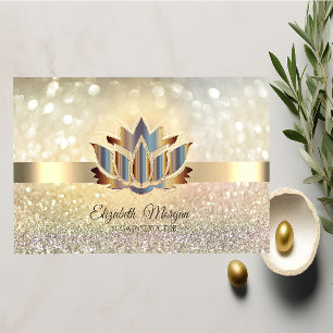 Carte De Visite Elegant Bokeh Or, Lotus de Yoga en Or