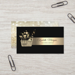 Carte De Visite Élégant Bokeh Or Paillettes Outils de Nettoyage No