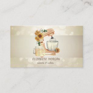 Carte De Visite Elegant Bokeh, rayure, tournesols mélangeurs
