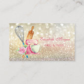 Carte De Visite Elégant Bokeh Rolling Pin Whisk, Mixer (Devant)