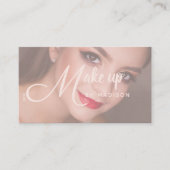Carte De Visite Elegant Bold Blush Pink Script Photo Makeup (Devant)