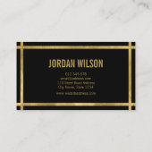 Carte De Visite Elegant Bold Borders Black Faux Gold Event Planner (Dos)