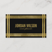 Carte De Visite Elegant Bold Borders Black Faux Gold Event Planner (Devant)