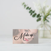 Carte De Visite Elegant Bold Script Blush Pink Photo Makeup (Debout devant)