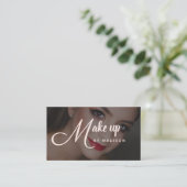 Carte De Visite Elegant Bold Script Blush Pink Photo Makeup (Debout devant)