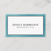 Carte De Visite Élégant Bordure de Feuille de Teal (Devant)