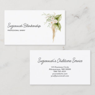 Carte De Visite Elégant Bordure Florale Droite Détails Sur L'Arriè