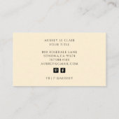 Carte De Visite Elegant Botanical Bee Logo Template (Dos)