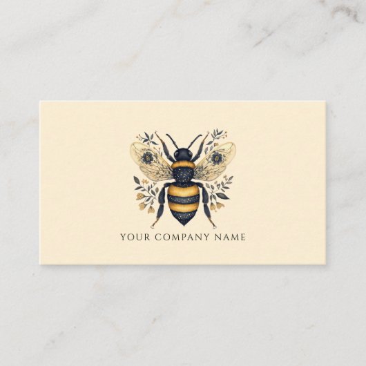 Carte De Visite Elegant Botanical Bee Logo Template (Devant)