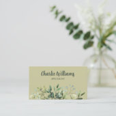 Carte De Visite Élégant botanique vert feuilles terreux (Debout devant)