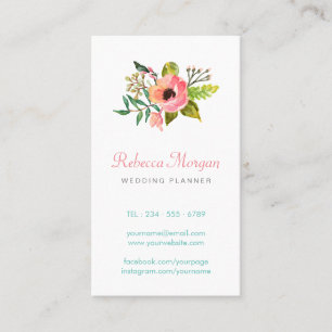 Carte De Visite Elégant Bouquet de fleurs d'aquarelle - Clean Chic