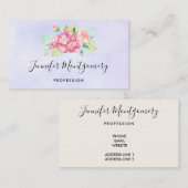 Carte De Visite Elégant Bouquet de fleurs rose (Devant / Derrière)