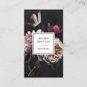 Carte De Visite Elégant Bouquet floral foncé | Code QR vertical (Devant)