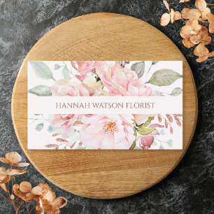 Carte De Visite Élégant bouquet floral rose et pivoine