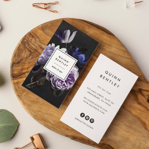 Carte De Visite Élégant Bouquet floral violet foncé   vertical