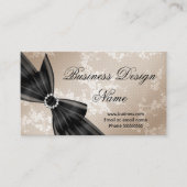 Carte De Visite Elégant Bow en Fleur Beige Fleur Noir Diamant (Devant)