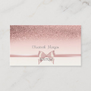 Carte De Visite Élégant Bow en ruban rose chic, Bokeh Parties scin
