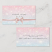 Carte De Visite Élégant Bow en ruban rose moderne, Bokeh Parties s (Devant / Derrière)