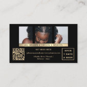 Carte De Visite Élégant bracelet de cheveux noirs et d'or africain (Dos)