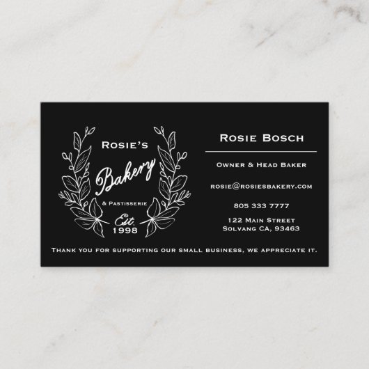 Carte De Visite Élégant brasserie blanche noire Logo (Devant)