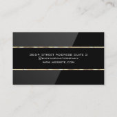 Carte De Visite Élégant brillant noir | Découpe Or (Dos)