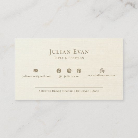 Carte De Visite Élégant brillant or crémeux Monogramme blanc Scrip (Dos)