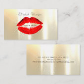 Carte De Visite Élégant brillant, Or Faux, Lèvres rouges (Devant / Derrière)
