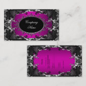Carte De Visite Élégant brillant rose noir argenté (Devant / Derrière)