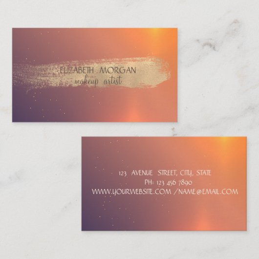 Carte De Visite Élégant brillant simple Faux Gold Brush Stroke (Devant / Derrière)