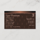 Carte De Visite Élégant Brown avec Initiales Motif Professionnel (Dos)