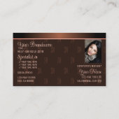 Carte De Visite Élégant Brown avec photo et chic Motif Monogram (Dos)